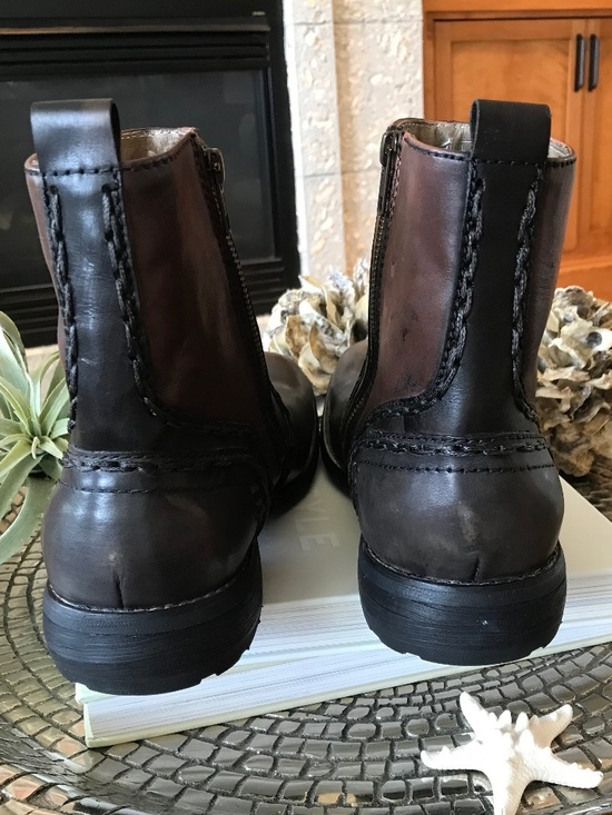 BED STU REVOLUTION TWO-TONED DISTRESSED BLACK BROWN LEATHER WESTERN GRUNGE BOOTS main image 10